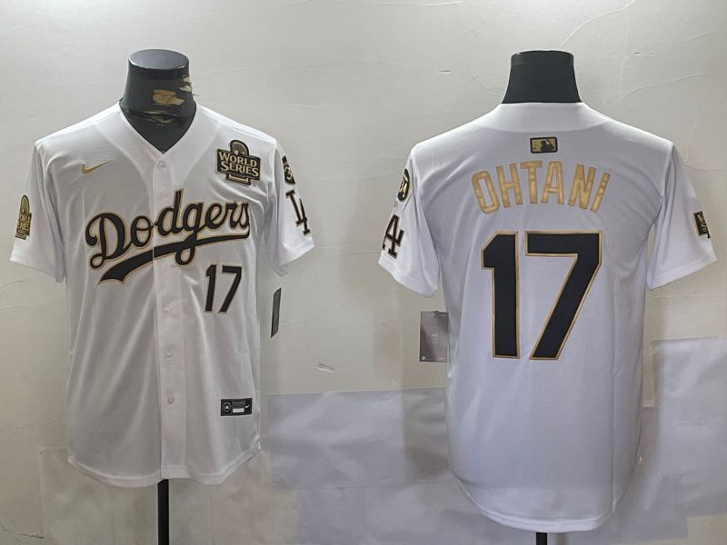 Men Los Angeles Dodgers #17 Ohtani White Gold Game 2024 Nike MLB Jersey style 11202->los angeles dodgers->MLB Jersey